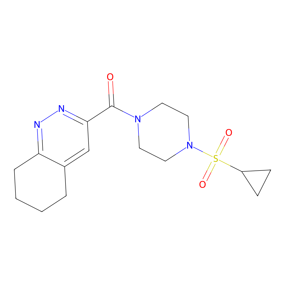 3-[4-(Cyclopropanesulfonyl)piperazine-1-carbonyl]-5,6,7,8-tetrahydrocinnoline molecular structure, CAS 2415602-82-1