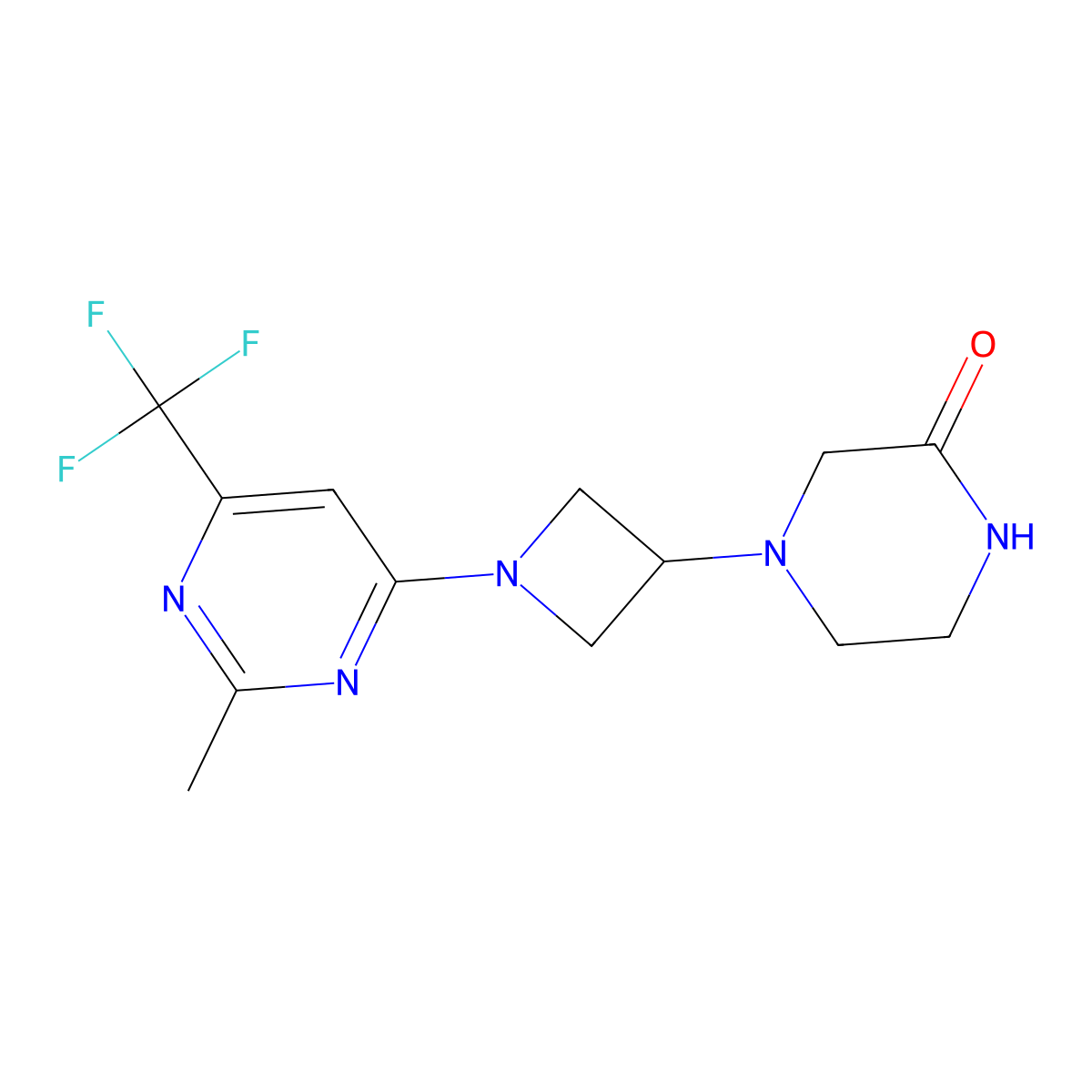 4-{1-[2-Methyl-6-(trifluoromethyl)pyrimidin-4-yl]azetidin-3-yl}piperazin-2-one molecular structure, CAS 2415602-85-4