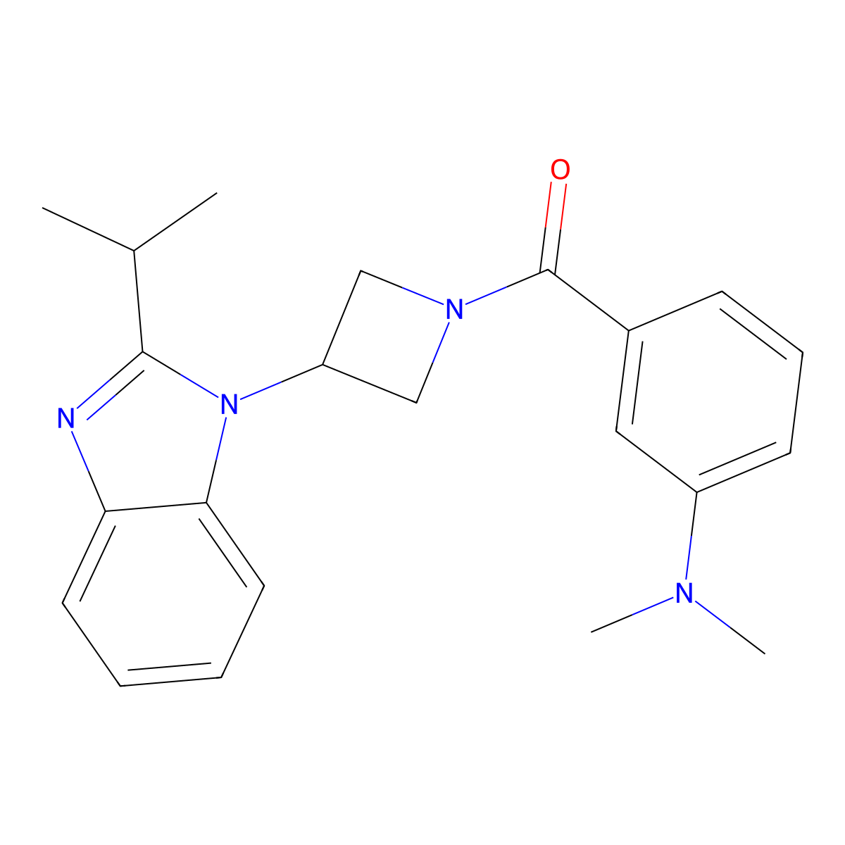 N,N-dimethyl-3-{3-[2-(propan-2-yl)-1H-1,3-benzodiazol-1-yl]azetidine-1-carbonyl}aniline molecular structure, CAS 2415602-88-7