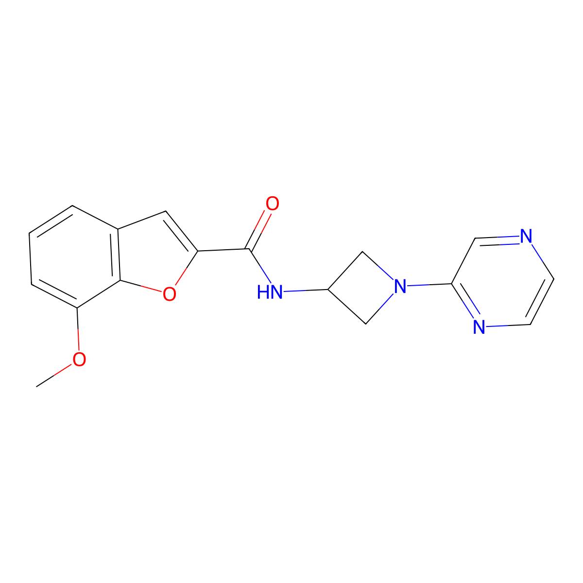 7-methoxy-N-[1-(pyrazin-2-yl)azetidin-3-yl]-1-benzofuran-2-carboxamide molecular structure, CAS 2415602-90-1
