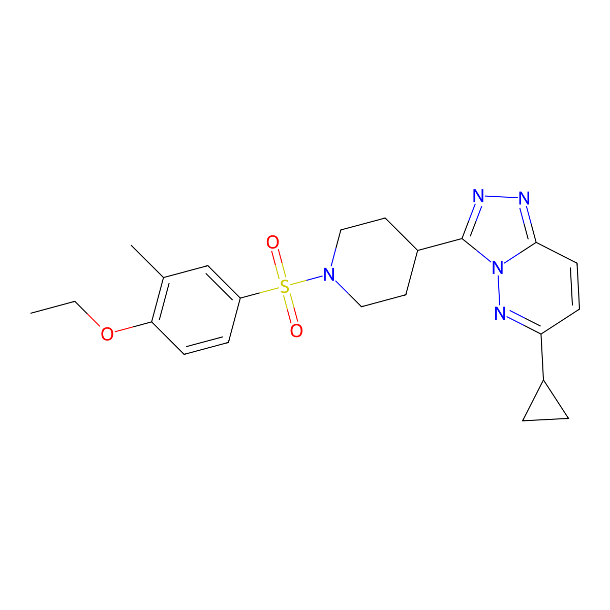 4-{6-Cyclopropyl-[1,2,4]triazolo[4,3-b]pyridazin-3-yl}-1-(4-ethoxy-3-methylbenzenesulfonyl)piperidine molecular structure, CAS 2415602-92-3