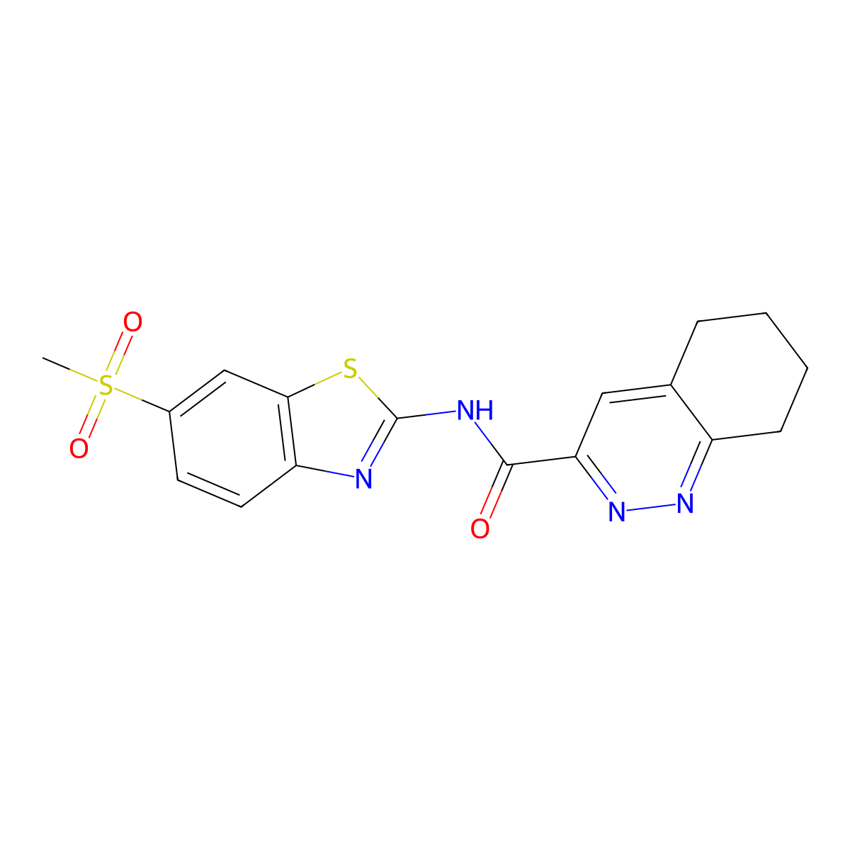 N-(6-methanesulfonyl-1,3-benzothiazol-2-yl)-5,6,7,8-tetrahydrocinnoline-3-carboxamide molecular structure, CAS 2415602-95-6