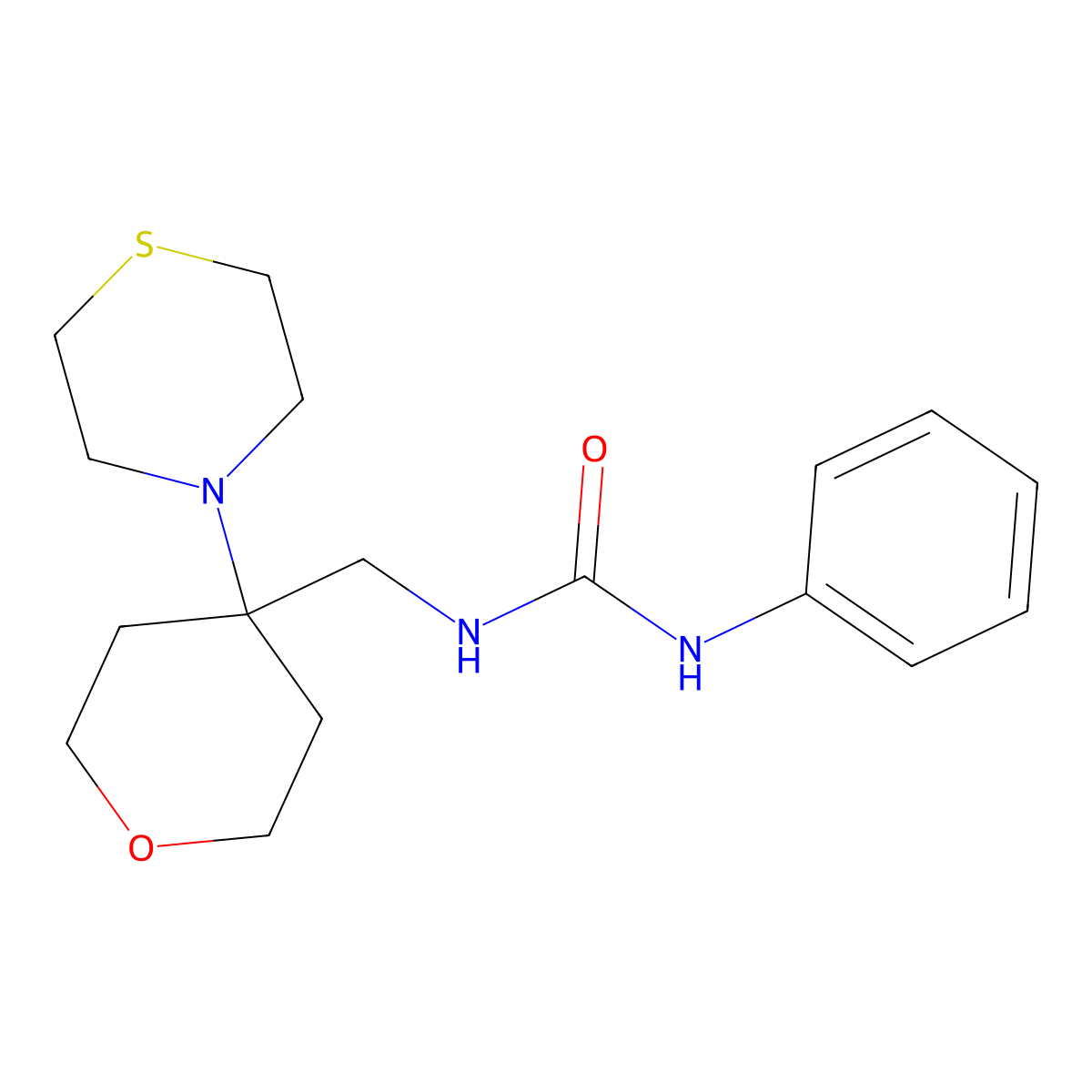 1-Phenyl-3-{[4-(thiomorpholin-4-yl)oxan-4-yl]methyl}urea molecular structure, CAS 2415602-96-7