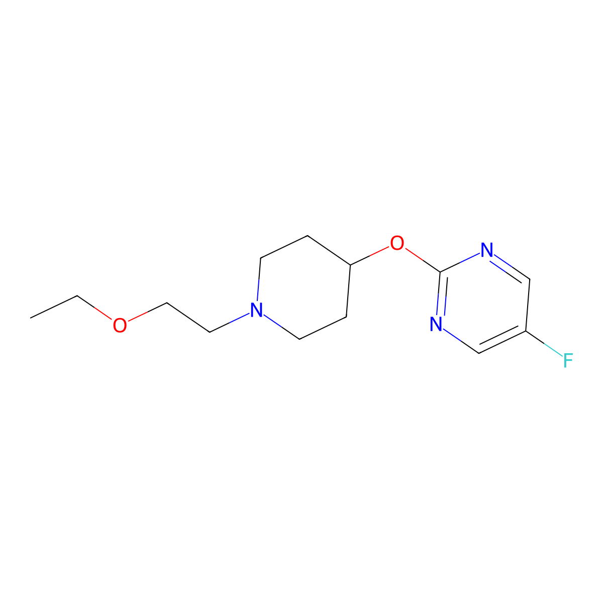 2-{[1-(2-Ethoxyethyl)piperidin-4-yl]oxy}-5-fluoropyrimidine molecular structure, CAS 2415602-98-9