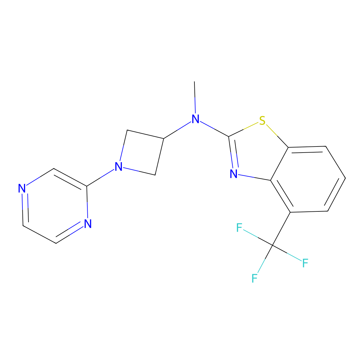 N-methyl-N-[1-(pyrazin-2-yl)azetidin-3-yl]-4-(trifluoromethyl)-1,3-benzothiazol-2-amine molecular structure, CAS 2415602-99-0