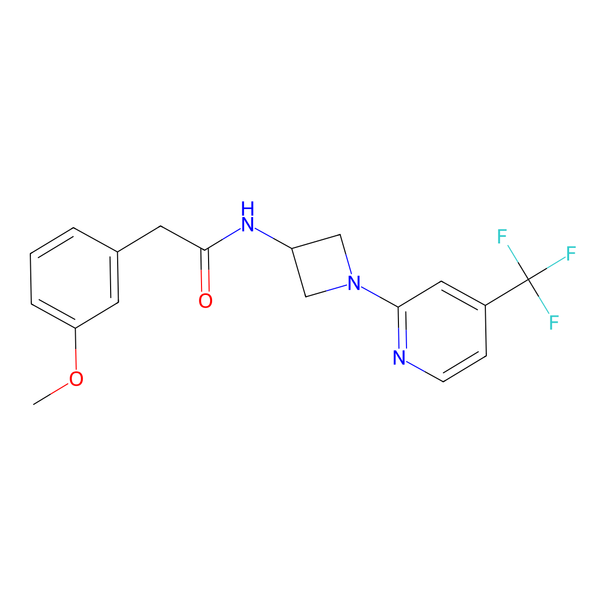 2-(3-methoxyphenyl)-N-{1-[4-(trifluoromethyl)pyridin-2-yl]azetidin-3-yl}acetamide molecular structure, CAS 2415603-00-6