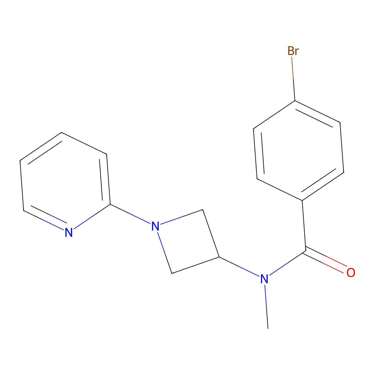 4-bromo-N-methyl-N-[1-(pyridin-2-yl)azetidin-3-yl]benzamide molecular structure, CAS 2415603-01-7