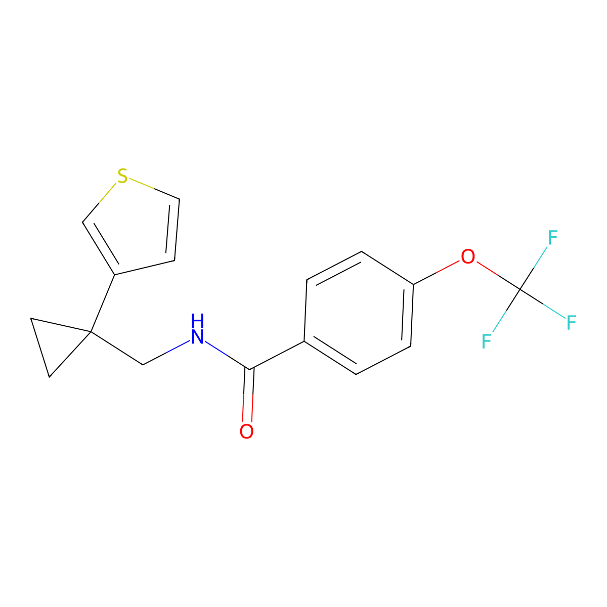 N-{[1-(thiophen-3-yl)cyclopropyl]methyl}-4-(trifluoromethoxy)benzamide molecular structure, CAS 2415603-07-3