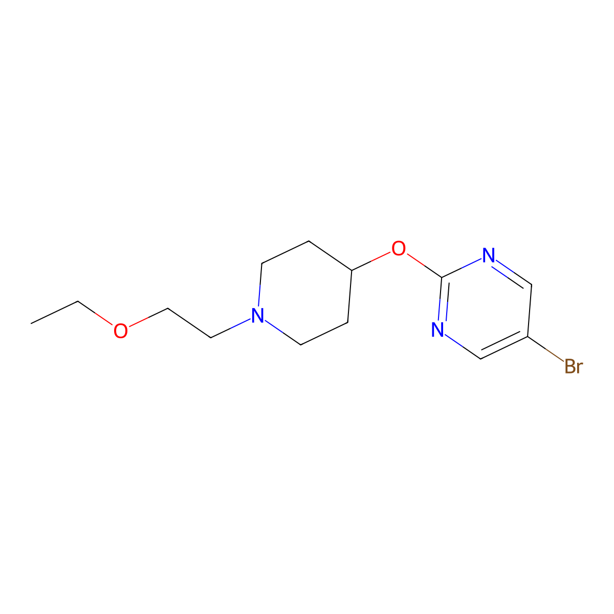 5-Bromo-2-{[1-(2-ethoxyethyl)piperidin-4-yl]oxy}pyrimidine molecular structure, CAS 2415603-10-8