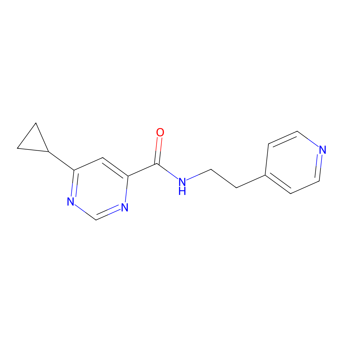 6-cyclopropyl-N-[2-(pyridin-4-yl)ethyl]pyrimidine-4-carboxamide molecular structure, CAS 2415603-17-5