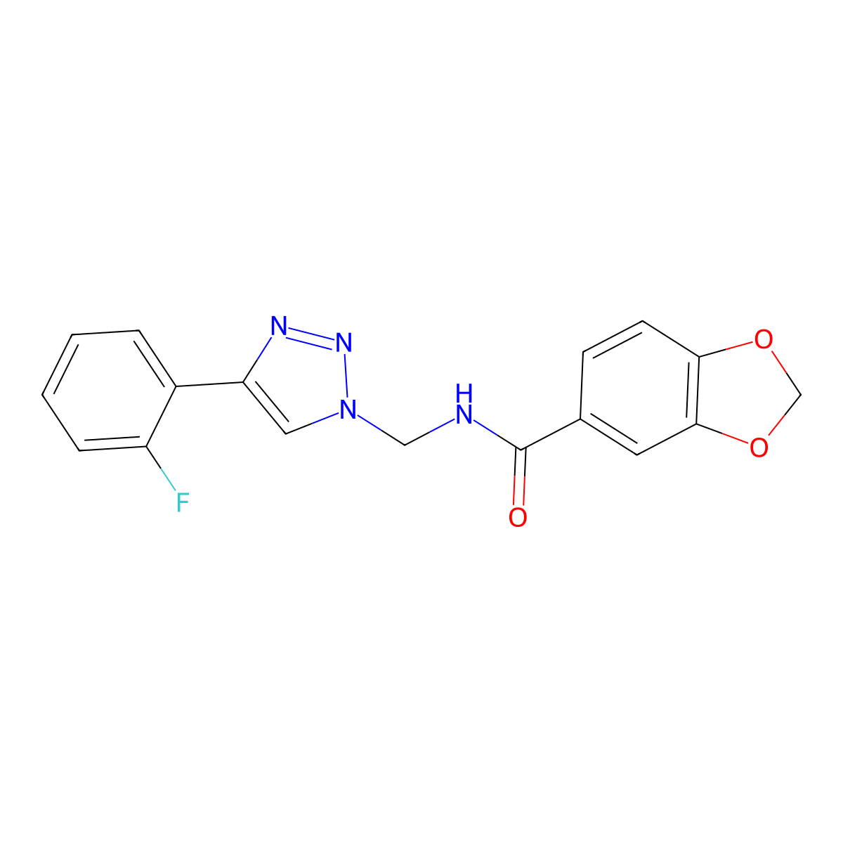 N-{[4-(2-fluorophenyl)-1H-1,2,3-triazol-1-yl]methyl}-2H-1,3-benzodioxole-5-carboxamide molecular structure, CAS 2415603-23-3