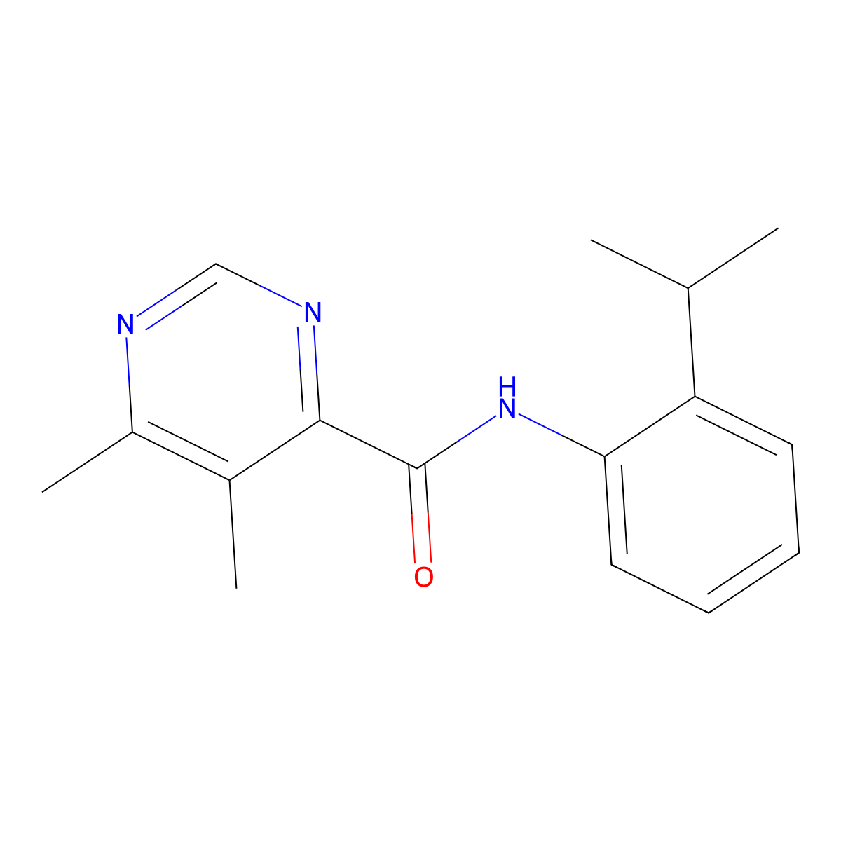 5,6-dimethyl-N-[2-(propan-2-yl)phenyl]pyrimidine-4-carboxamide molecular structure, CAS 2415603-28-8