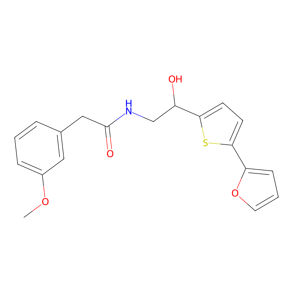 N-{2-[5-(furan-2-yl)thiophen-2-yl]-2-hydroxyethyl}-2-(3-methoxyphenyl)acetamide molecular structure, CAS 2415603-30-2