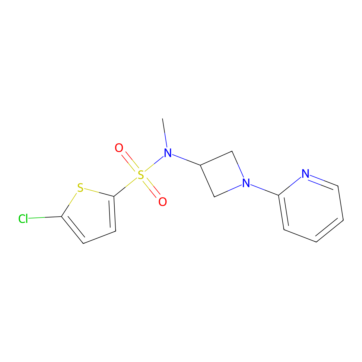 5-chloro-N-methyl-N-[1-(pyridin-2-yl)azetidin-3-yl]thiophene-2-sulfonamide molecular structure, CAS 2415603-31-3