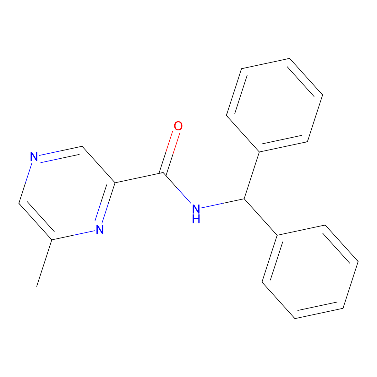 N-(diphenylmethyl)-6-methylpyrazine-2-carboxamide molecular structure, CAS 2415603-32-4