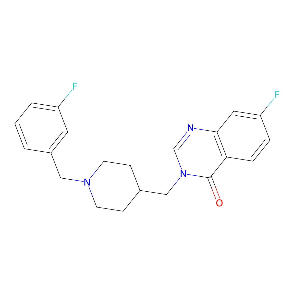 7-Fluoro-3-({1-[(3-fluorophenyl)methyl]piperidin-4-yl}methyl)-3,4-dihydroquinazolin-4-one molecular structure, CAS 2415603-44-8