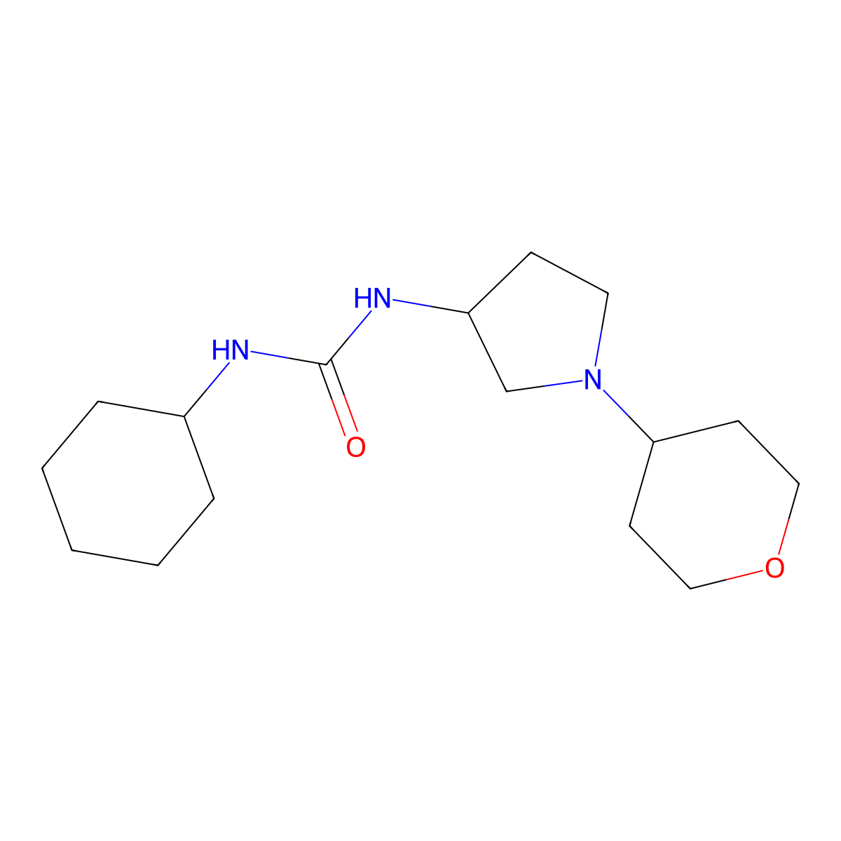 1-Cyclohexyl-3-[1-(oxan-4-yl)pyrrolidin-3-yl]urea molecular structure, CAS 2415603-51-7
