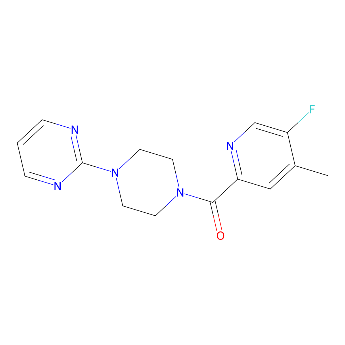 2-[4-(5-Fluoro-4-methylpyridine-2-carbonyl)piperazin-1-yl]pyrimidine molecular structure, CAS 2415603-56-2