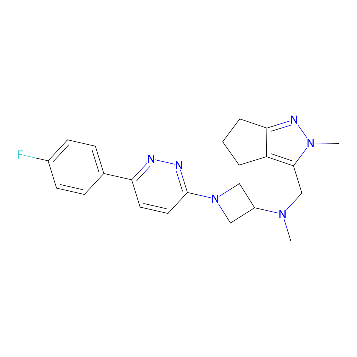 1-[6-(4-fluorophenyl)pyridazin-3-yl]-N-methyl-N-({2-methyl-2H,4H,5H,6H-cyclopenta[c]pyrazol-3-yl}methyl)azetidin-3-amine molecular structure, CAS 2415603-57-3