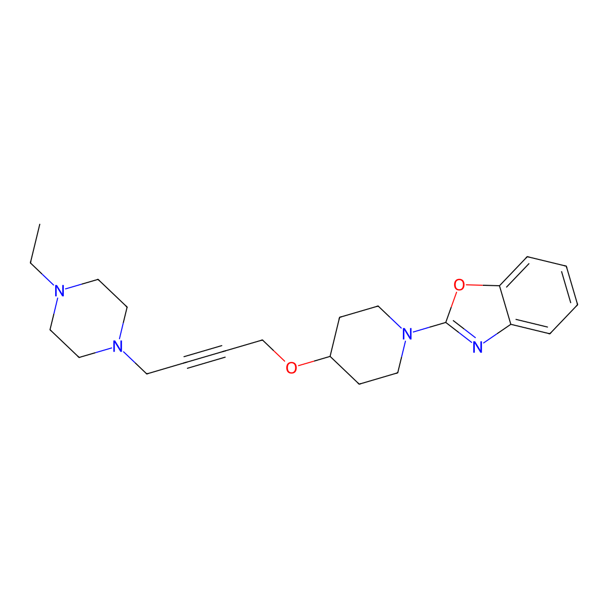 2-(4-{[4-(4-Ethylpiperazin-1-yl)but-2-yn-1-yl]oxy}piperidin-1-yl)-1,3-benzoxazole molecular structure, CAS 2415603-58-4