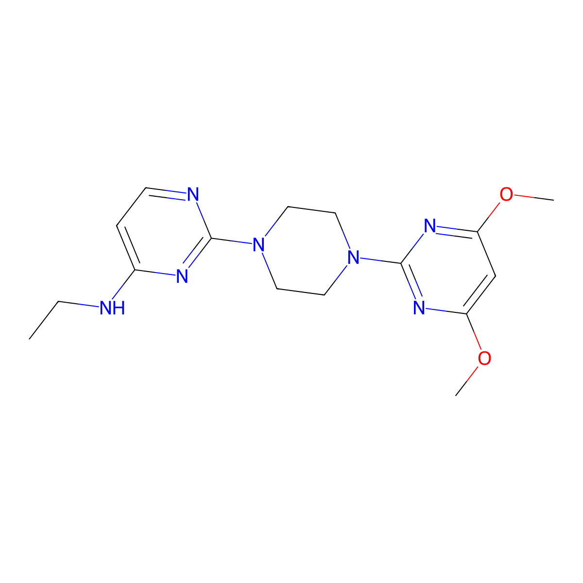 2-[4-(4,6-dimethoxypyrimidin-2-yl)piperazin-1-yl]-N-ethylpyrimidin-4-amine molecular structure, CAS 2415603-63-1