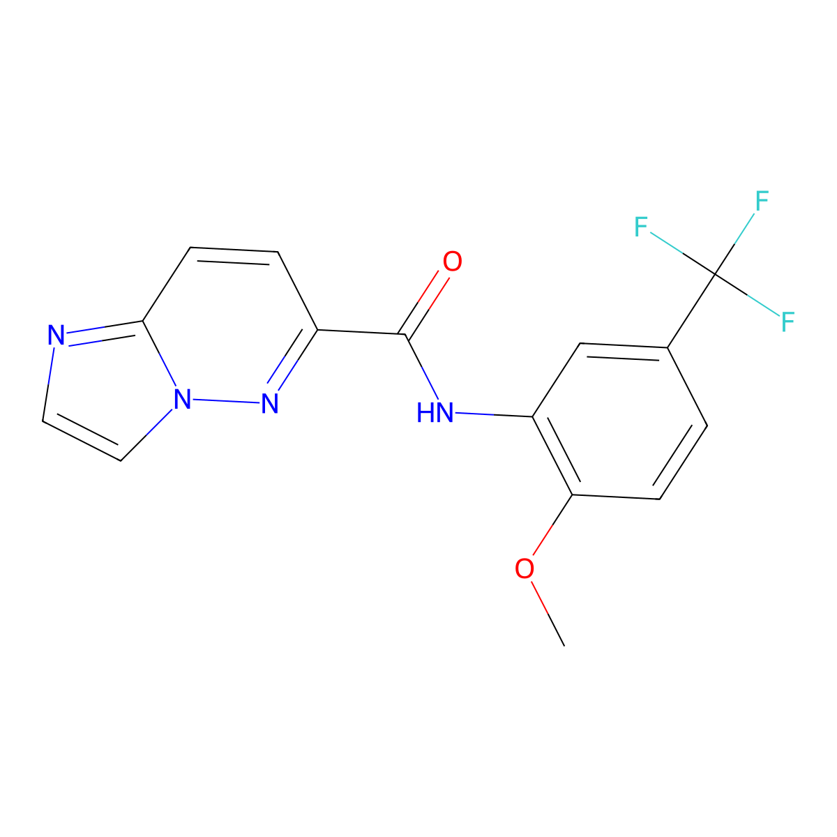 N-[2-methoxy-5-(trifluoromethyl)phenyl]imidazo[1,2-b]pyridazine-6-carboxamide molecular structure, CAS 2415603-70-0