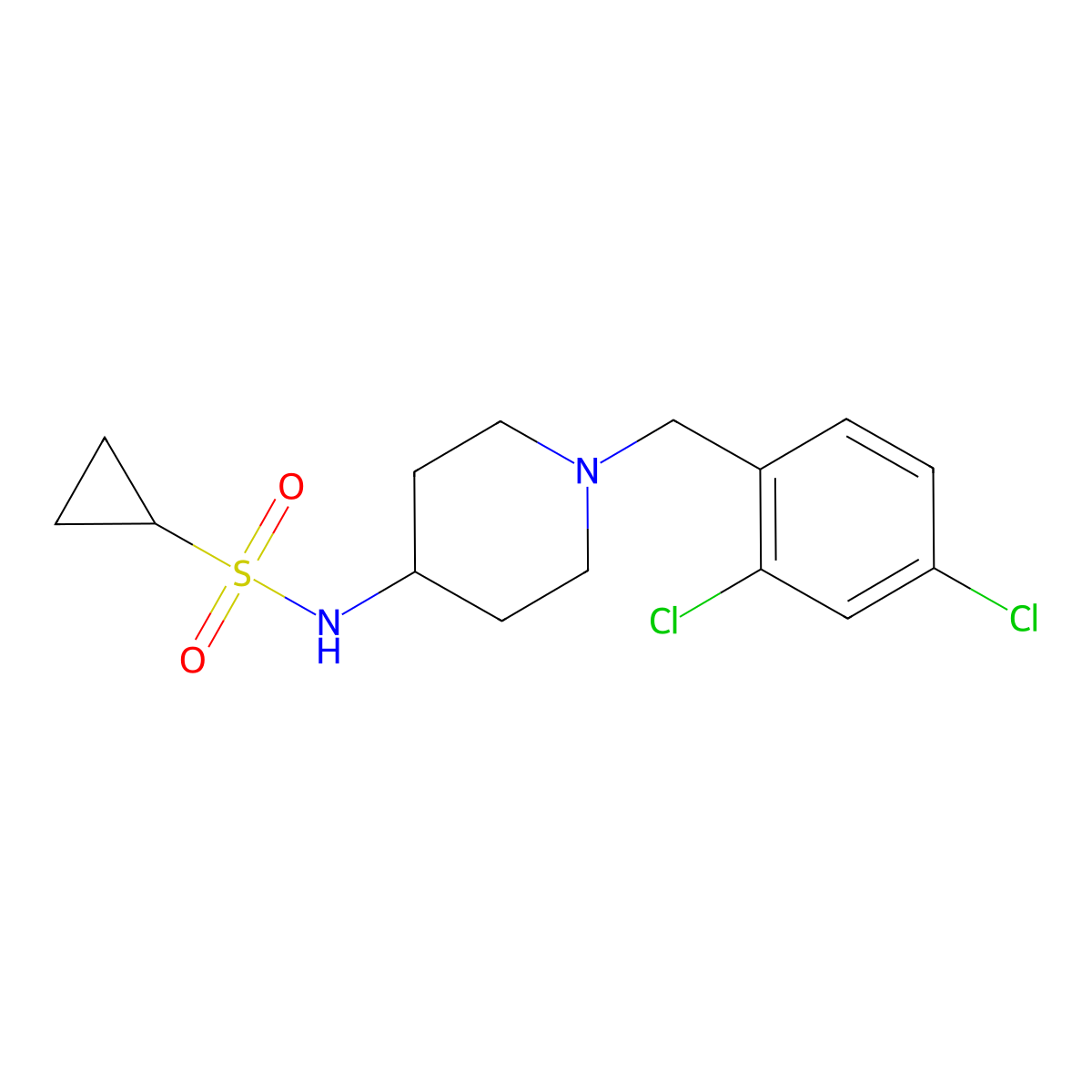 N-{1-[(2,4-dichlorophenyl)methyl]piperidin-4-yl}cyclopropanesulfonamide molecular structure, CAS 2415603-76-6