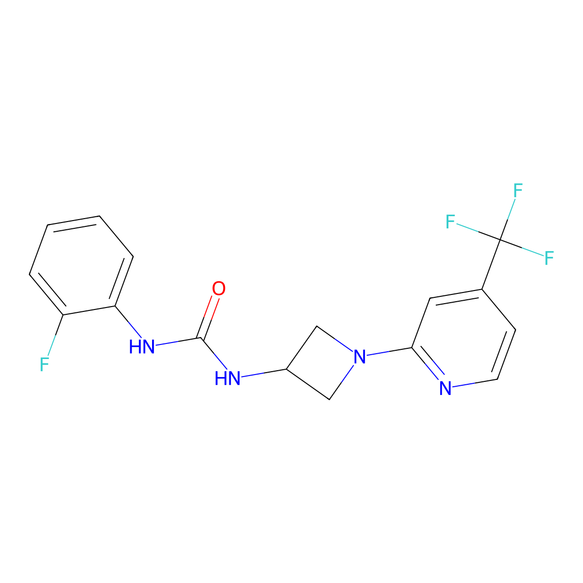 1-(2-Fluorophenyl)-3-{1-[4-(trifluoromethyl)pyridin-2-yl]azetidin-3-yl}urea molecular structure, CAS 2415603-77-7