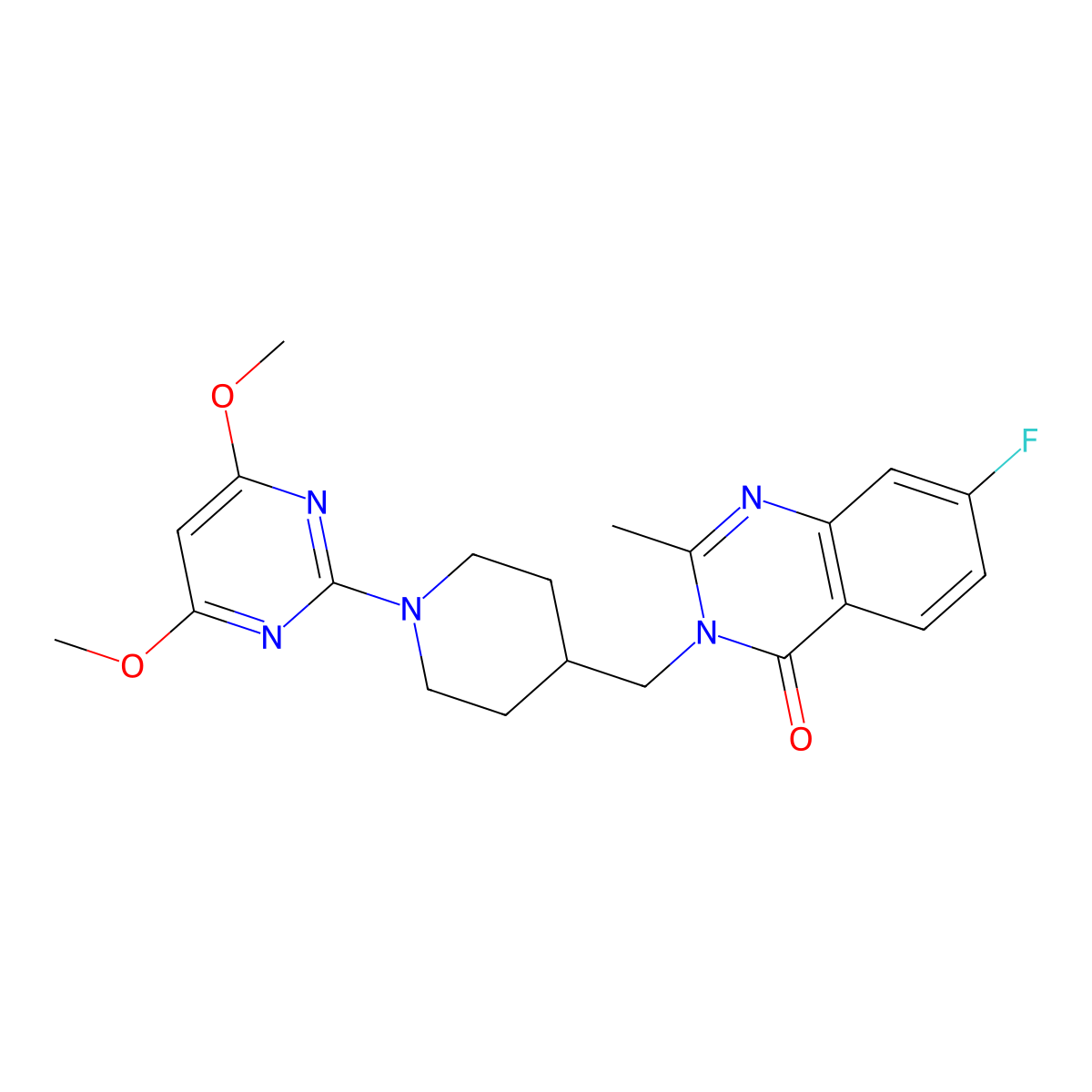 3-{[1-(4,6-Dimethoxypyrimidin-2-yl)piperidin-4-yl]methyl}-7-fluoro-2-methyl-3,4-dihydroquinazolin-4-one molecular structure, CAS 2415603-81-3