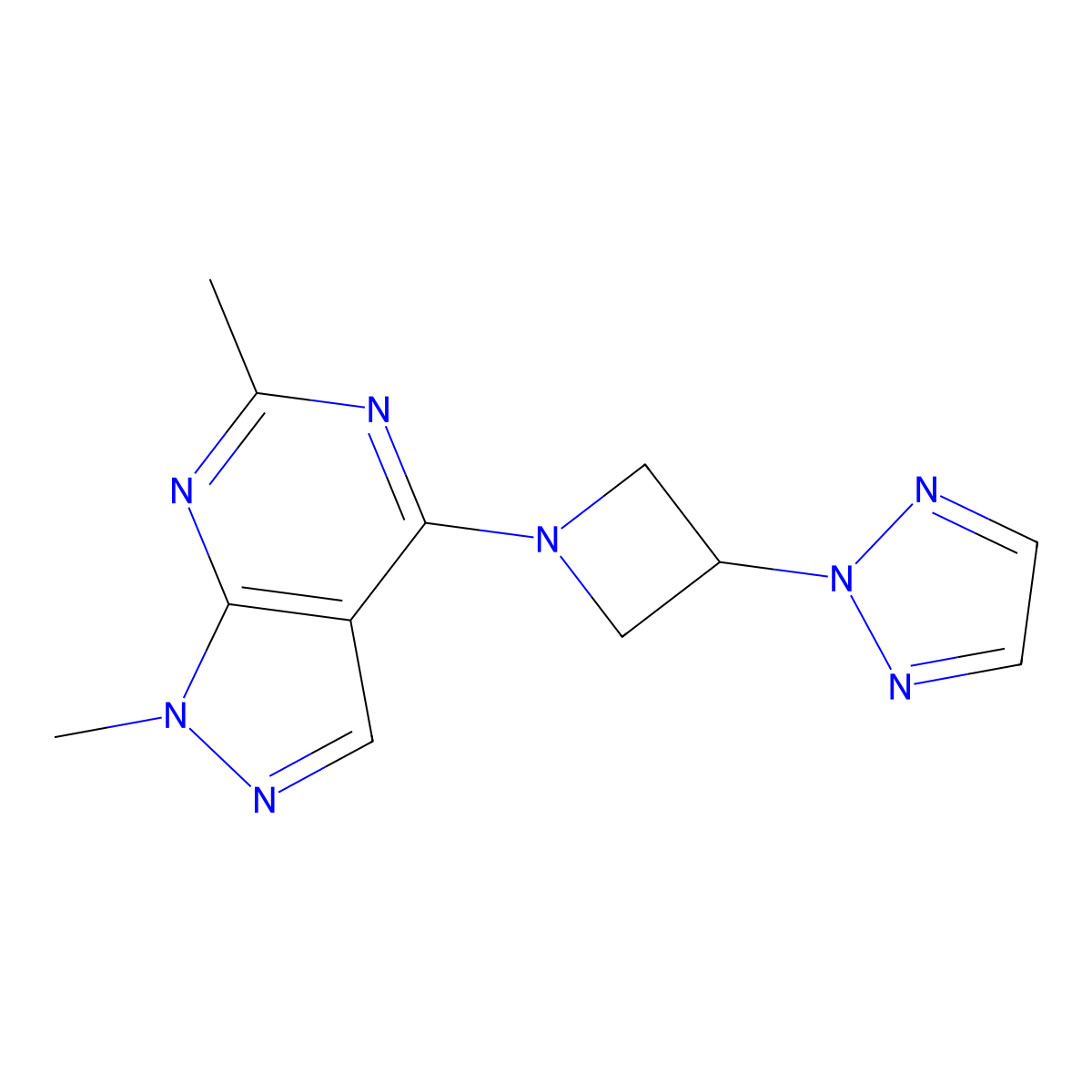 2-(1-{1,6-dimethyl-1H-pyrazolo[3,4-d]pyrimidin-4-yl}azetidin-3-yl)-2H-1,2,3-triazole molecular structure, CAS 2415603-90-4