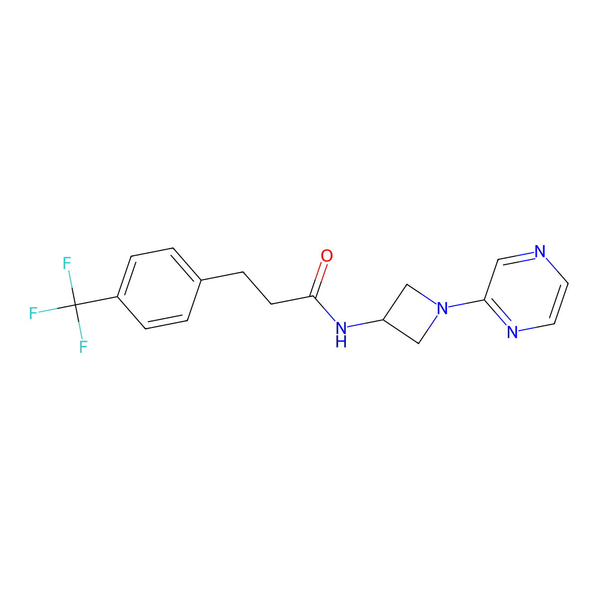 N-[1-(pyrazin-2-yl)azetidin-3-yl]-3-[4-(trifluoromethyl)phenyl]propanamide molecular structure, CAS 2415603-95-9