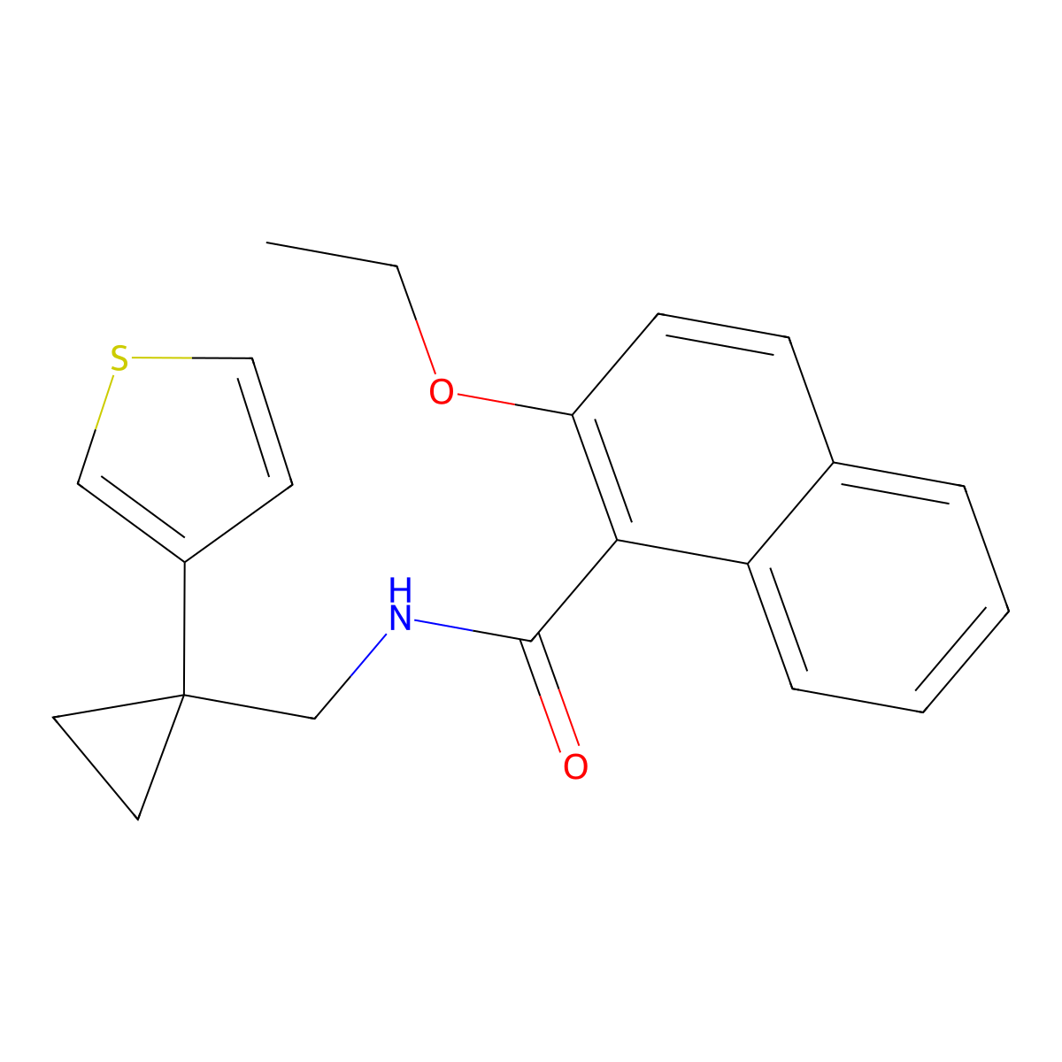 2-ethoxy-N-{[1-(thiophen-3-yl)cyclopropyl]methyl}naphthalene-1-carboxamide molecular structure, CAS 2415604-05-4