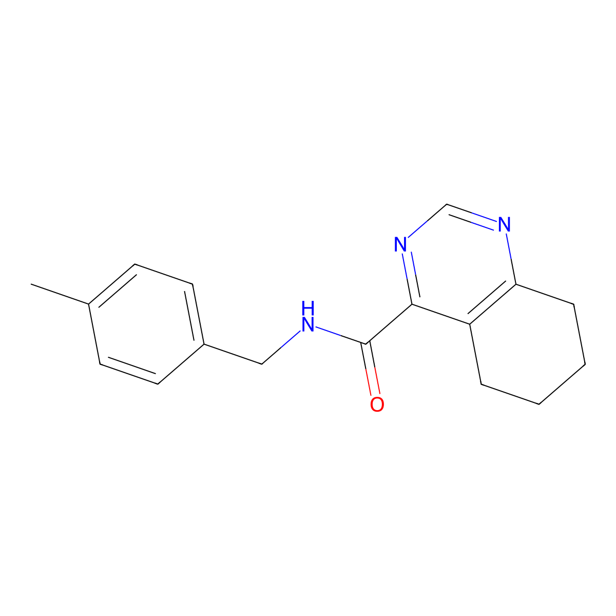 N-[(4-Methylphenyl)methyl]-5,6,7,8-tetrahydroquinazoline-4-carboxamide molecular structure, CAS 2415604-13-4