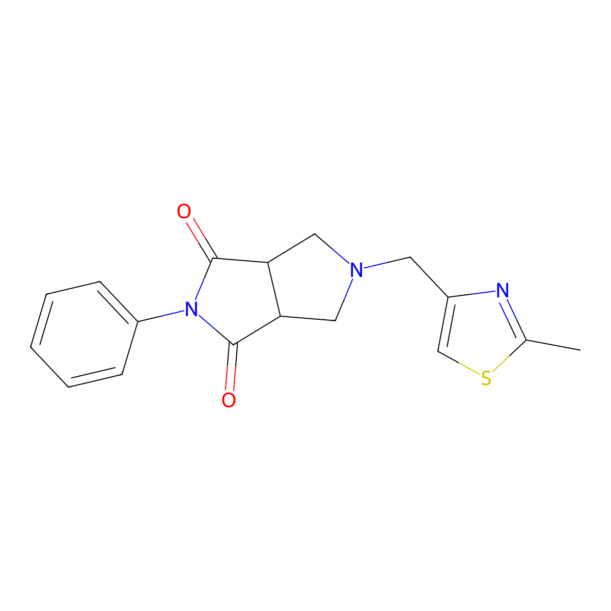 5-[(2-Methyl-1,3-thiazol-4-yl)methyl]-2-phenyl-octahydropyrrolo[3,4-c]pyrrole-1,3-dione molecular structure, CAS 2415604-14-5