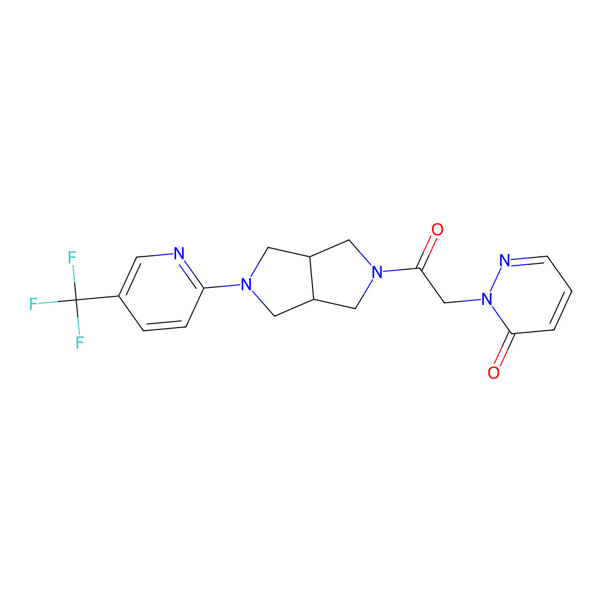 2-(2-Oxo-2-{5-[5-(trifluoromethyl)pyridin-2-yl]-octahydropyrrolo[3,4-c]pyrrol-2-yl}ethyl)-2,3-dihydropyridazin-3-one molecular structure, CAS 2415604-18-9