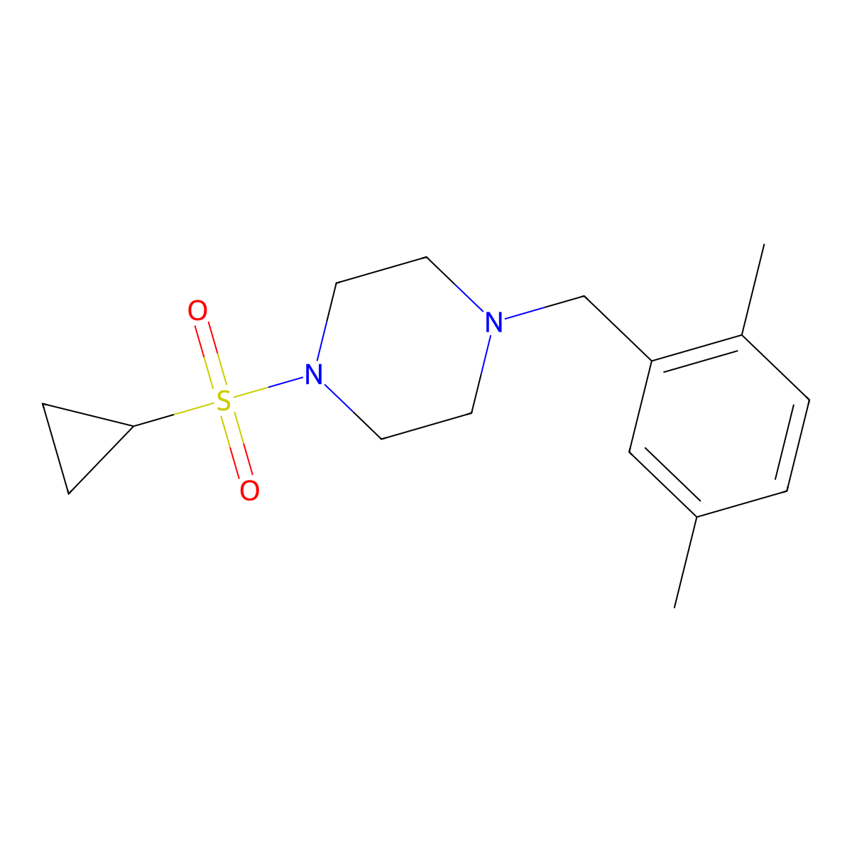 1-(Cyclopropanesulfonyl)-4-[(2,5-dimethylphenyl)methyl]piperazine molecular structure, CAS 2415604-28-1