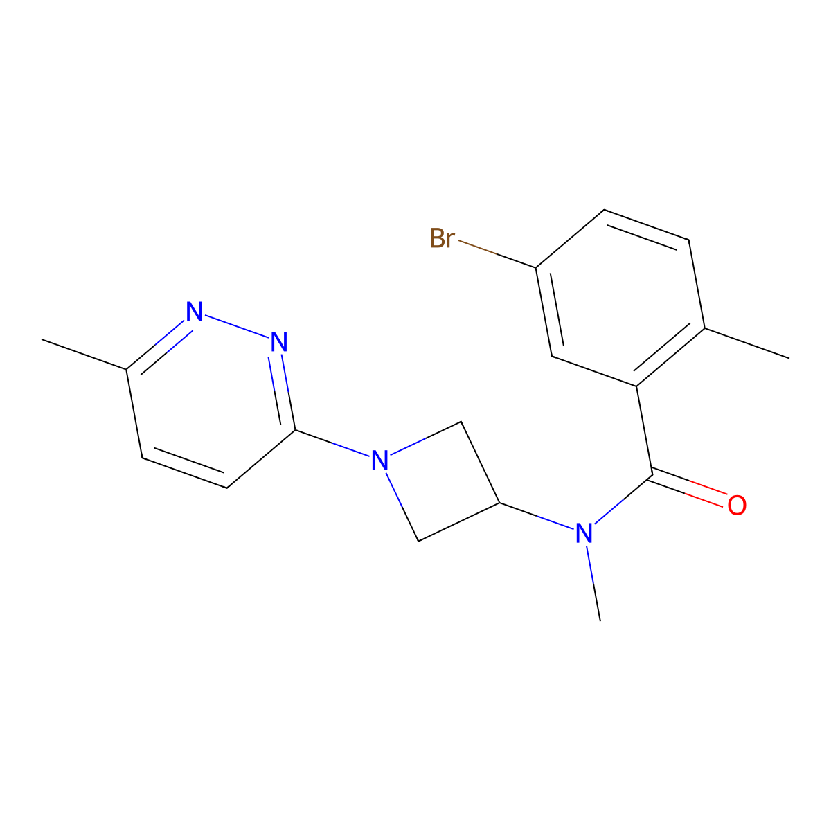 5-bromo-N,2-dimethyl-N-[1-(6-methylpyridazin-3-yl)azetidin-3-yl]benzamide molecular structure, CAS 2415604-33-8