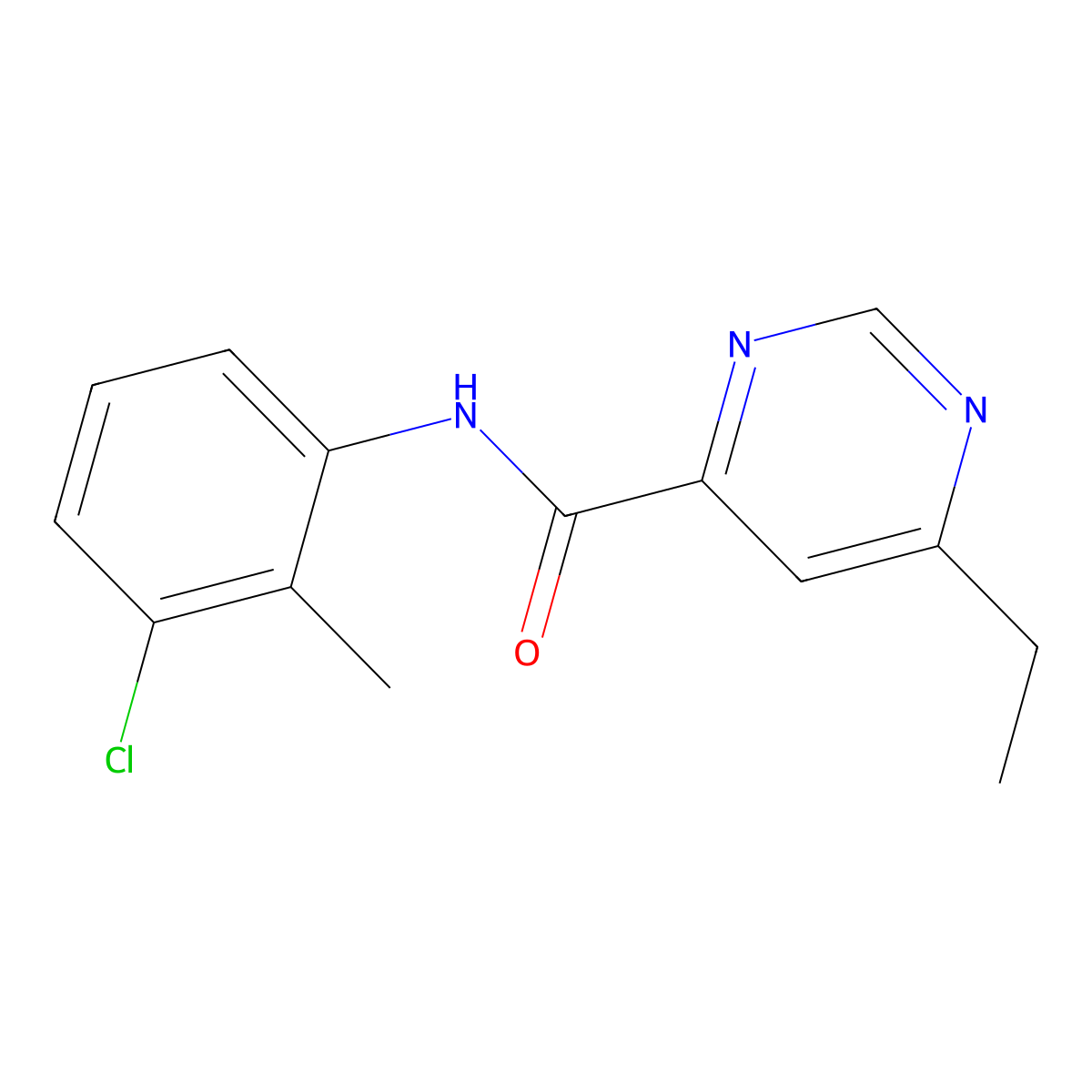 N-(3-Chloro-2-methylphenyl)-6-ethylpyrimidine-4-carboxamide molecular structure, CAS 2415604-35-0