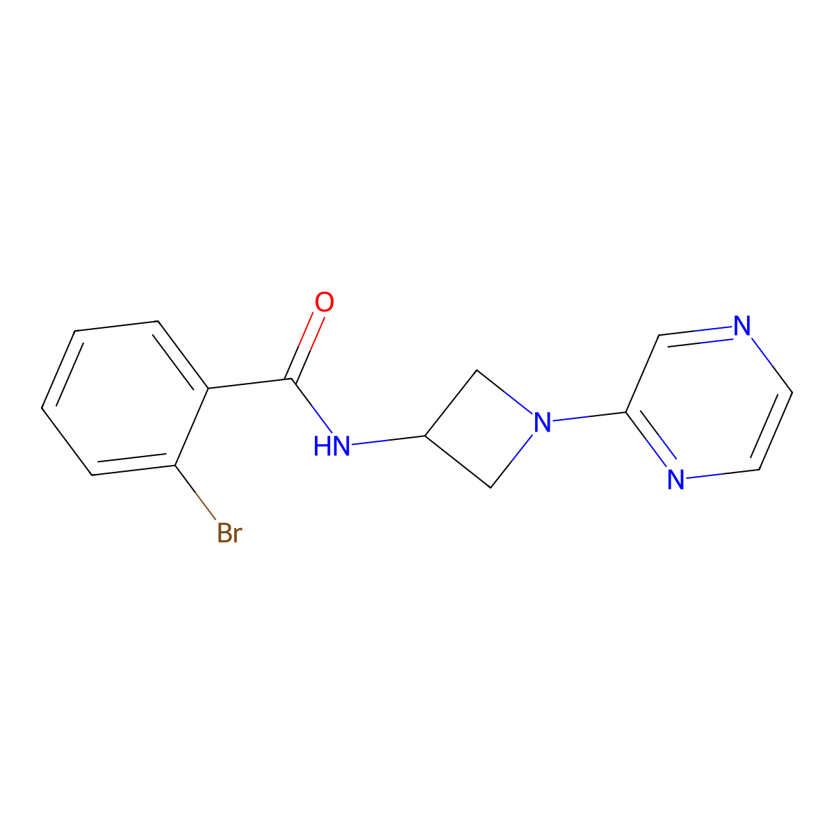 2-bromo-N-[1-(pyrazin-2-yl)azetidin-3-yl]benzamide molecular structure, CAS 2415604-37-2