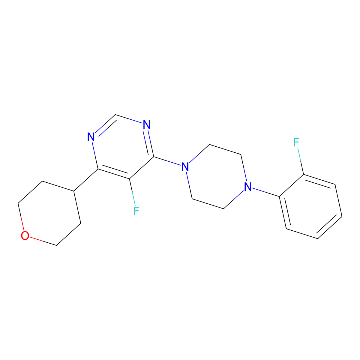 5-Fluoro-4-[4-(2-fluorophenyl)piperazin-1-yl]-6-(oxan-4-yl)pyrimidine molecular structure, CAS 2415604-40-7