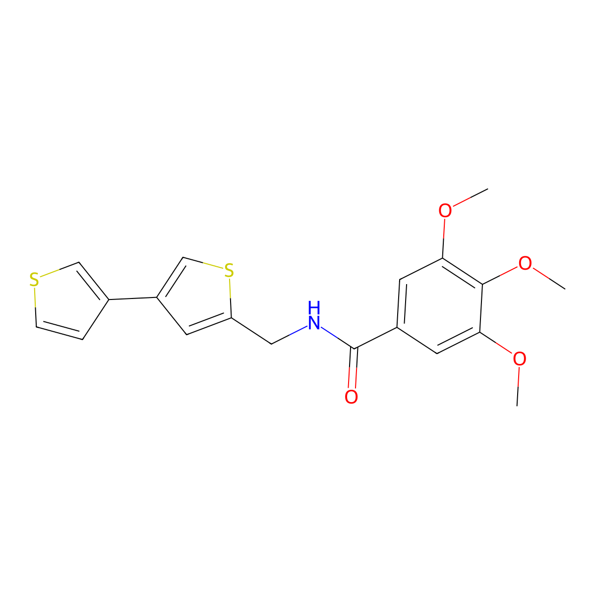 N-({[3,3'-bithiophene]-5-yl}methyl)-3,4,5-trimethoxybenzamide molecular structure, CAS 2415620-33-4