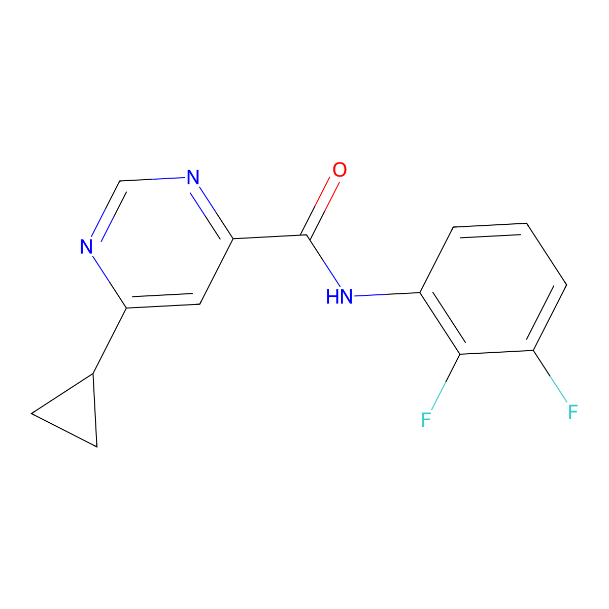 6-Cyclopropyl-N-(2,3-difluorophenyl)pyrimidine-4-carboxamide molecular structure, CAS 2415620-34-5