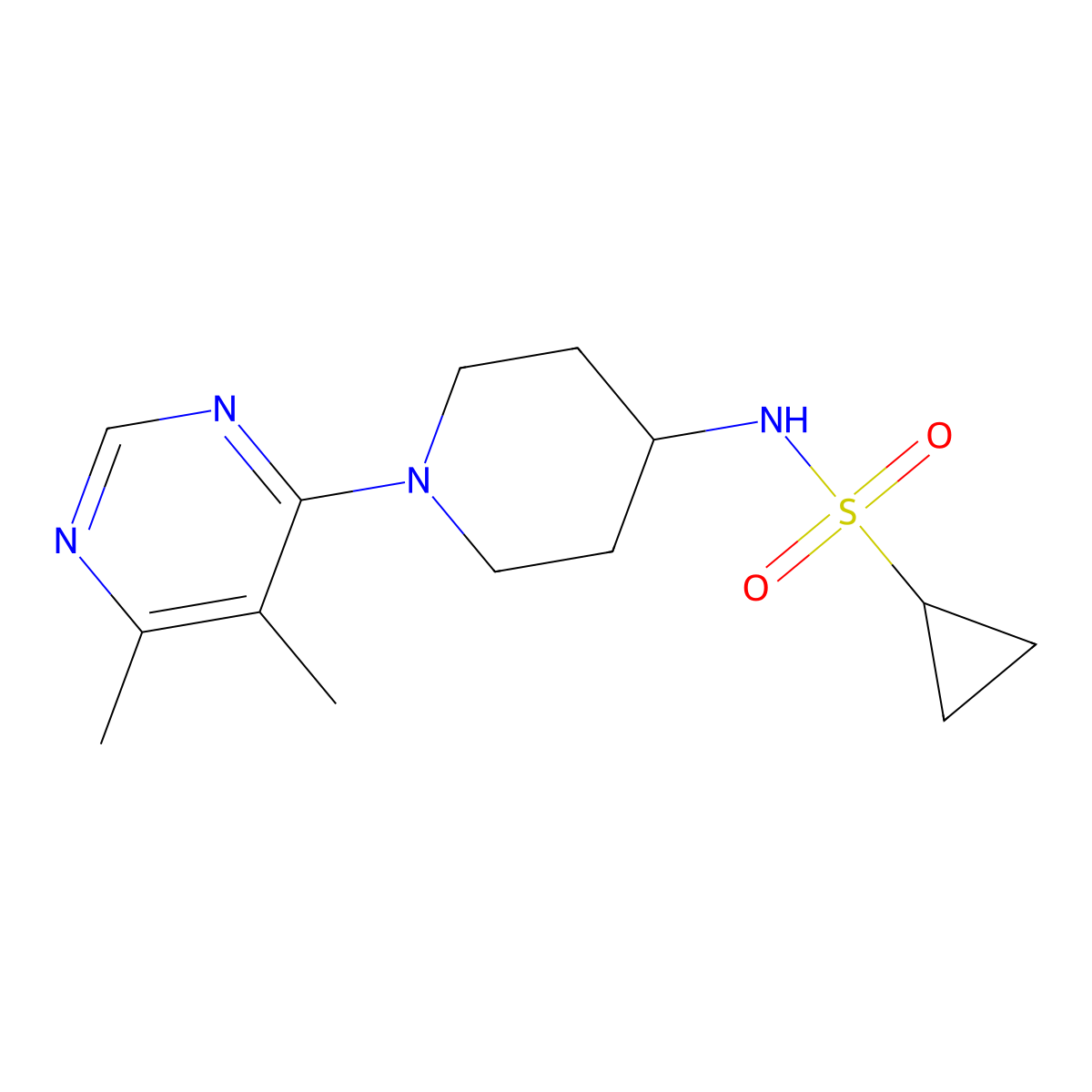 N-[1-(5,6-Dimethylpyrimidin-4-yl)piperidin-4-yl]cyclopropanesulfonamide molecular structure, CAS 2415620-41-4