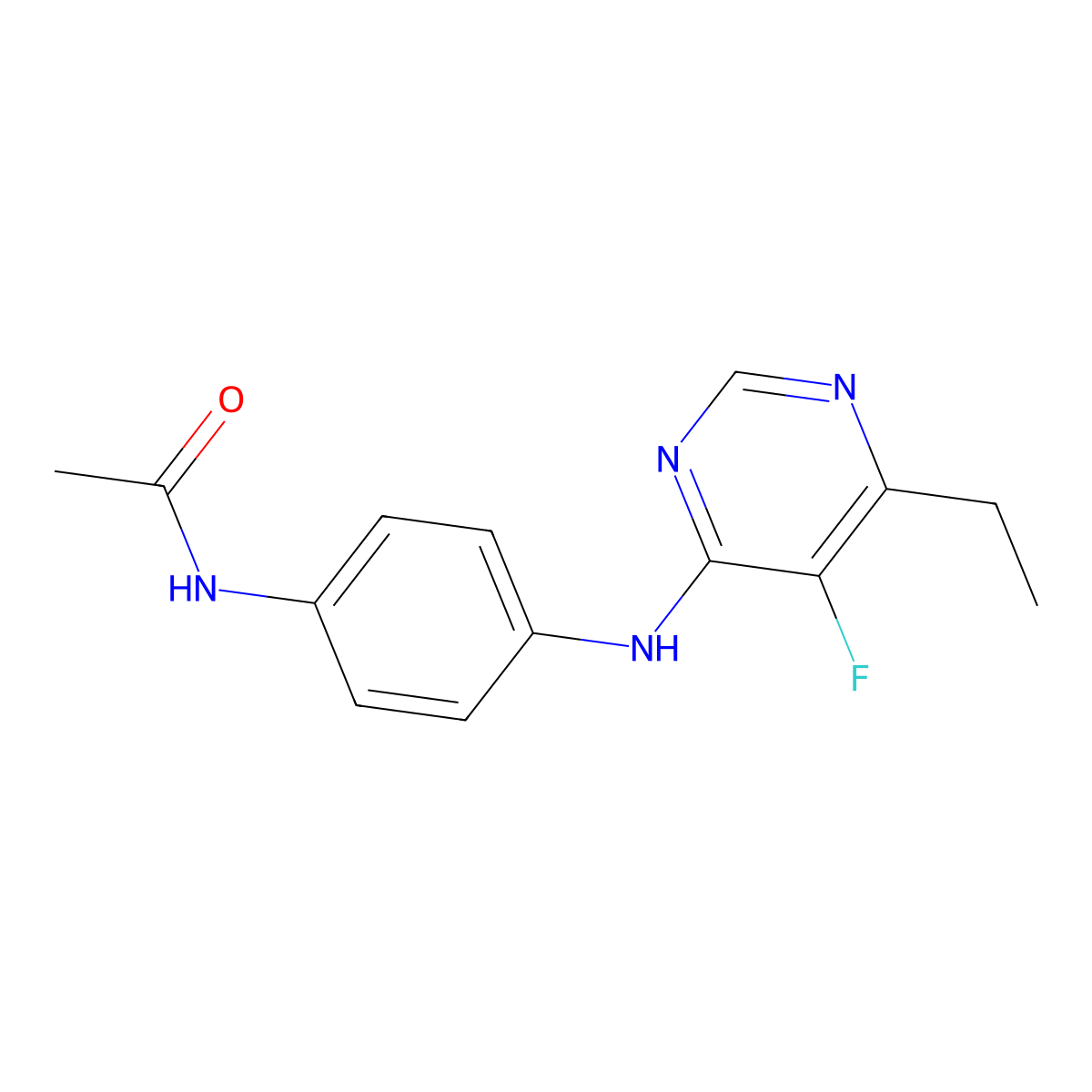 N-{4-[(6-ethyl-5-fluoropyrimidin-4-yl)amino]phenyl}acetamide molecular structure, CAS 2415620-43-6