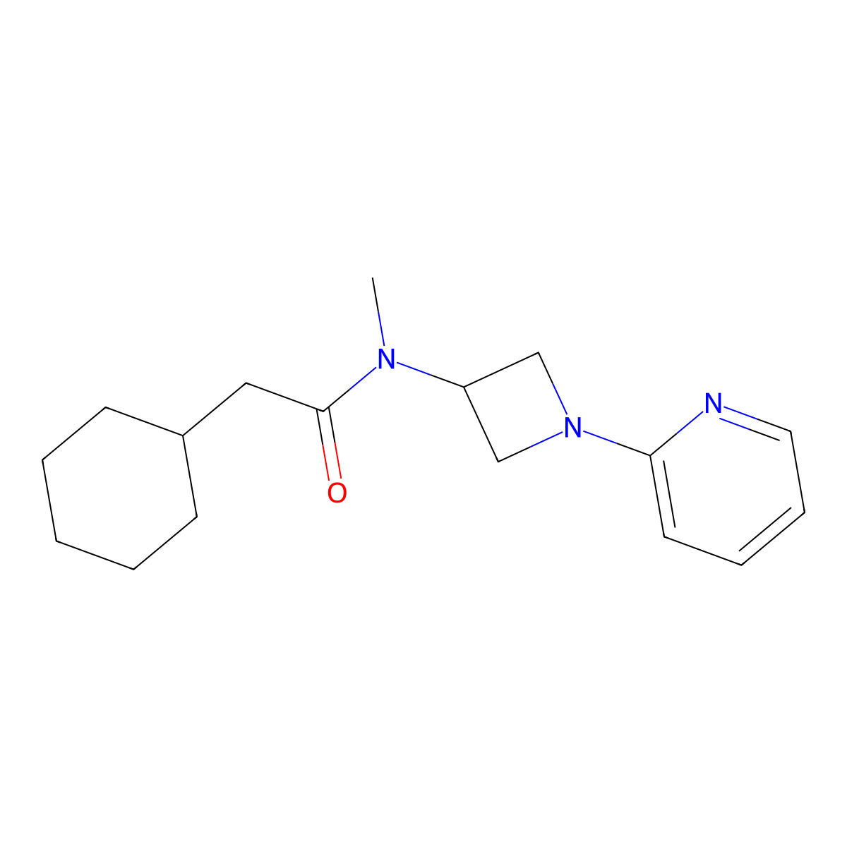 2-cyclohexyl-N-methyl-N-[1-(pyridin-2-yl)azetidin-3-yl]acetamide molecular structure, CAS 2415620-47-0