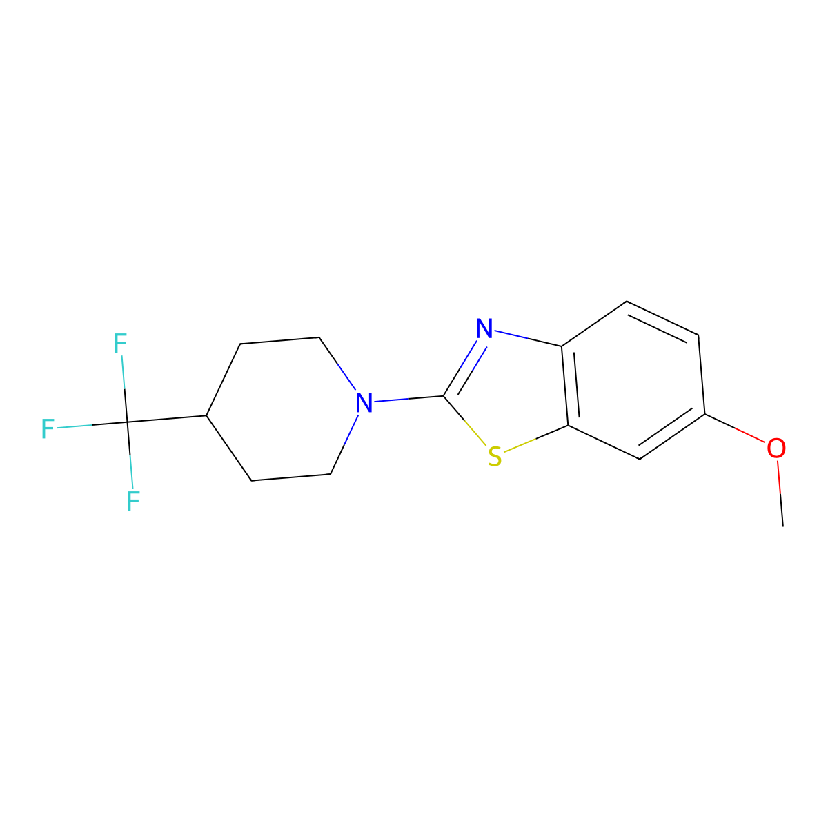 6-Methoxy-2-[4-(trifluoromethyl)piperidin-1-yl]-1,3-benzothiazole molecular structure, CAS 2415620-50-5