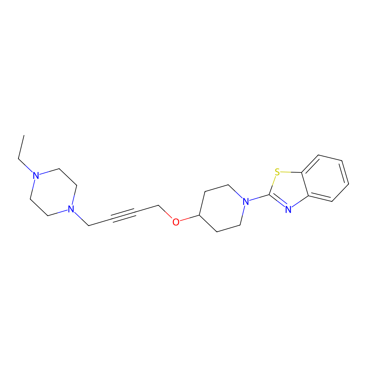 2-(4-{[4-(4-Ethylpiperazin-1-yl)but-2-yn-1-yl]oxy}piperidin-1-yl)-1,3-benzothiazole molecular structure, CAS 2415620-52-7
