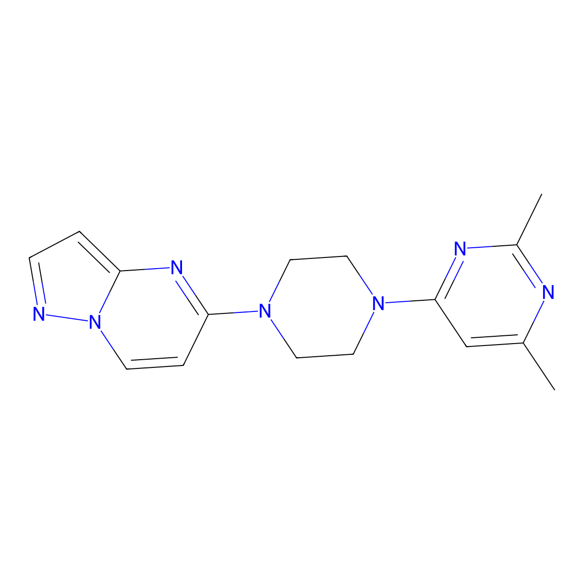2,4-Dimethyl-6-(4-{pyrazolo[1,5-a]pyrimidin-5-yl}piperazin-1-yl)pyrimidine molecular structure, CAS 2415620-54-9