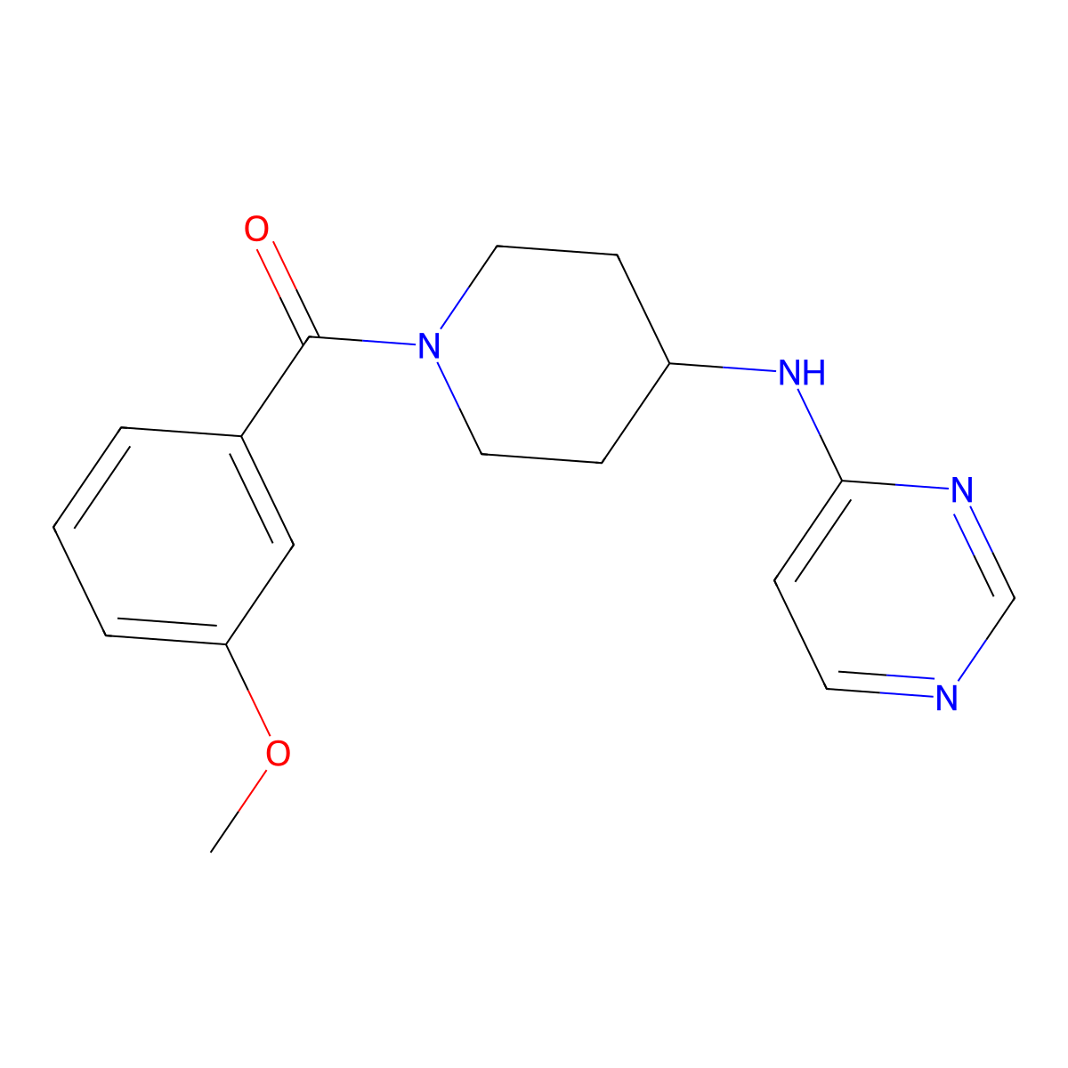 N-[1-(3-methoxybenzoyl)piperidin-4-yl]pyrimidin-4-amine molecular structure, CAS 2415620-55-0