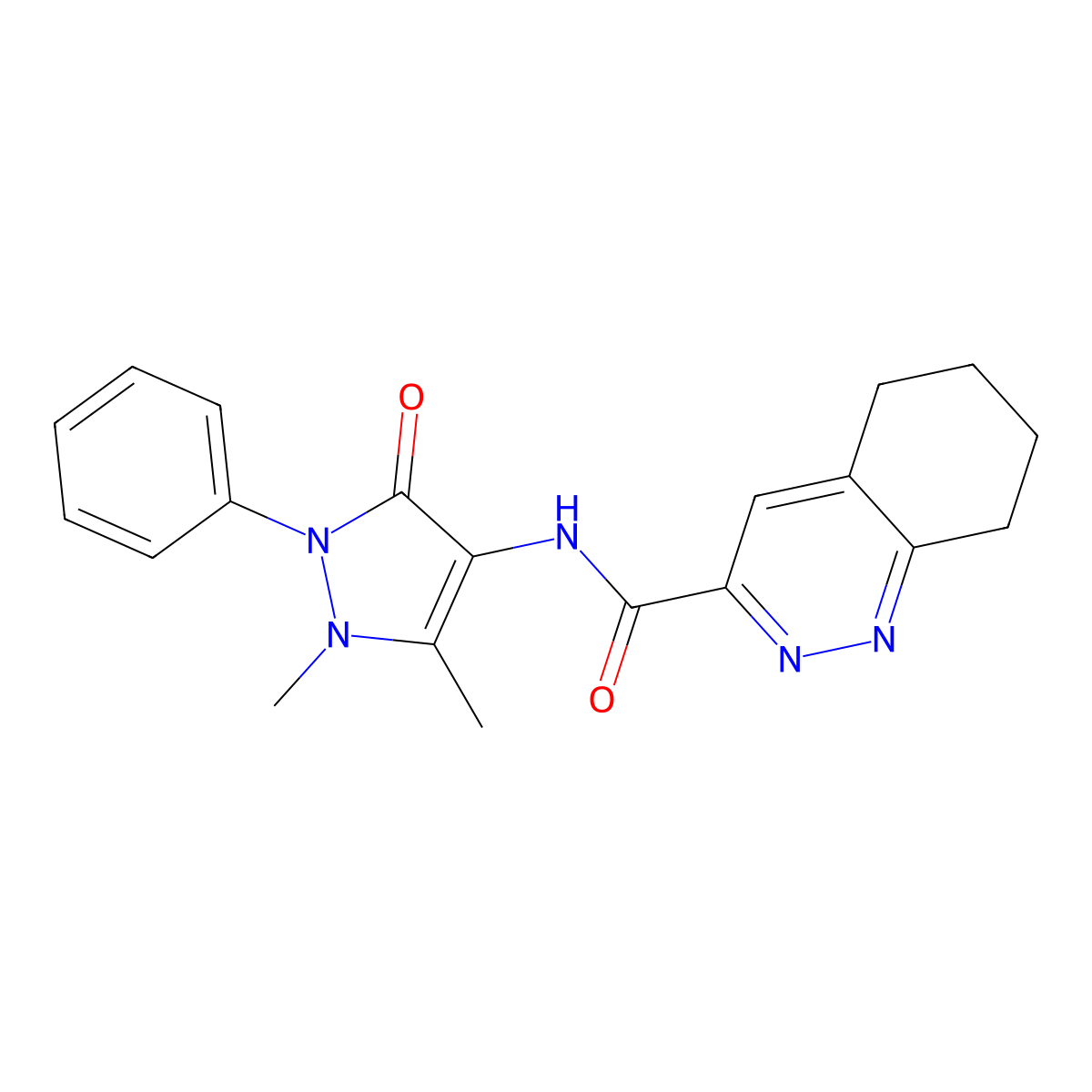 N-(1,5-dimethyl-3-oxo-2-phenyl-2,3-dihydro-1H-pyrazol-4-yl)-5,6,7,8-tetrahydrocinnoline-3-carboxamide molecular structure, CAS 2415620-58-3